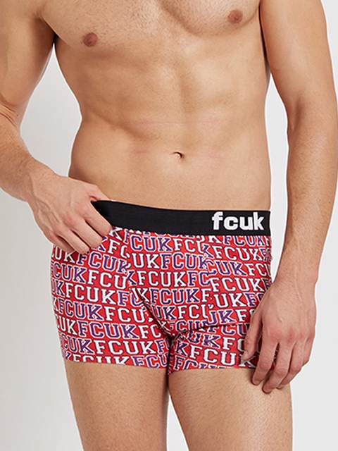 

FCUK Men Red Edge Printed Mid-Rise Trunks M2AAG