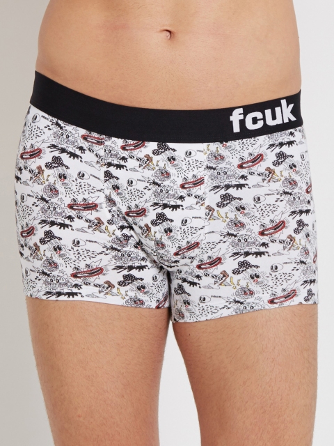 

FCUK Men White Printed Hand Drawn Trunks M2AAJ