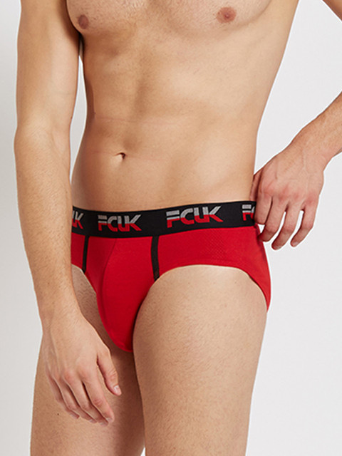 

FCUK Men Red Active Low-Rise Briefs CBR09