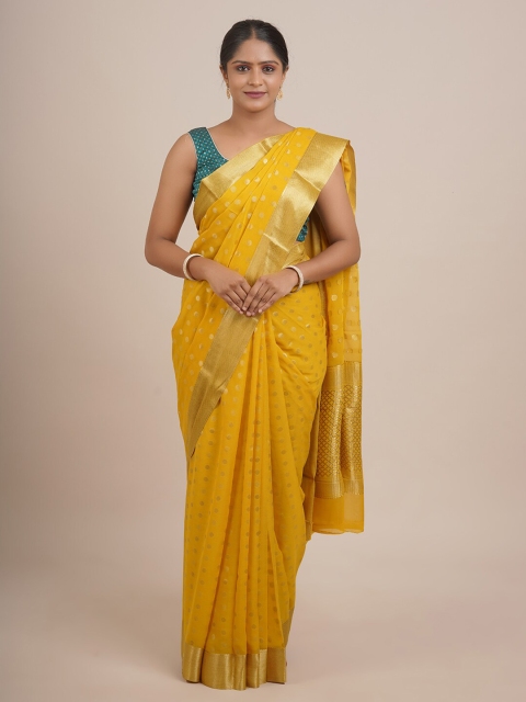

Pothys Yellow & Gold-Toned Zari Pure Georgette Saree