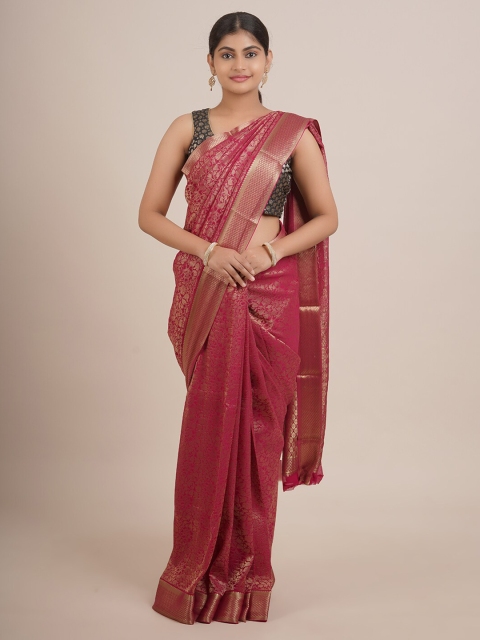 

Pothys Pink & Gold-Toned Woven Design Zari Pure Silk Saree