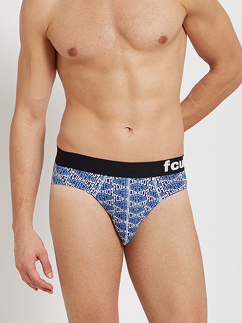 

FCUK Men Blue & White Printed Briefs M1AAI