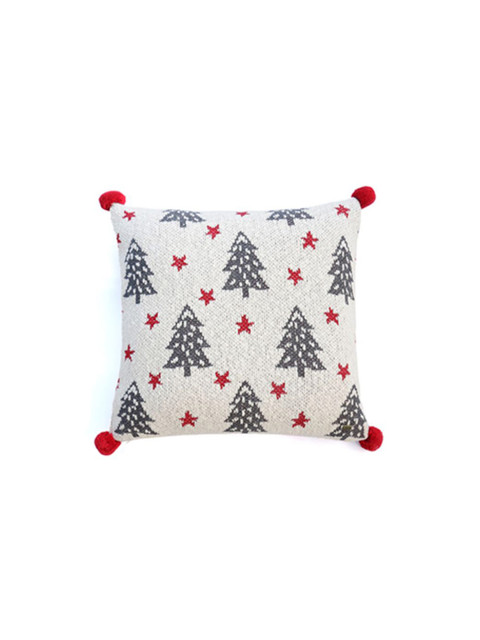 

Pluchi Cream-Coloured & Red Square Cotton Cushion Covers