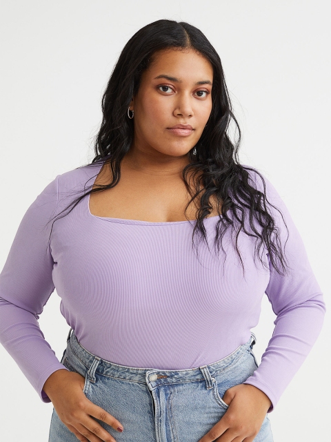 

H&M+ Purple Long-Sleeved Jersey Top