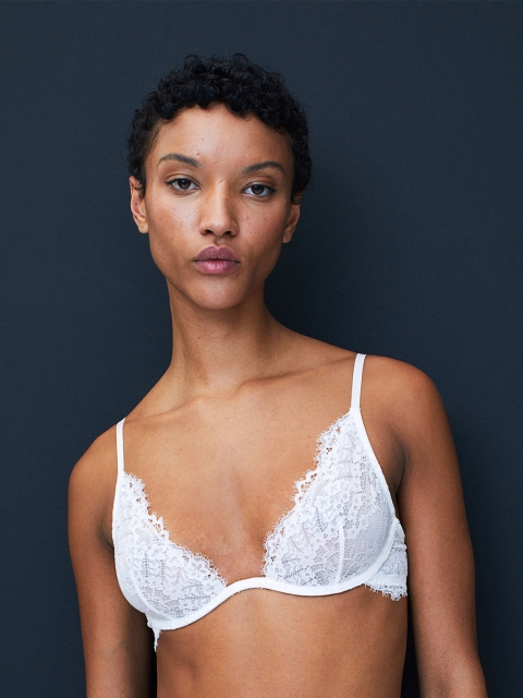 

H&M Women White Non-Padded Underwired Lace Bra