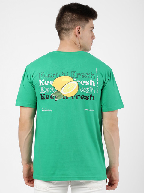 

R&B Men Green Typography Printed Back Round Neck T-shirt