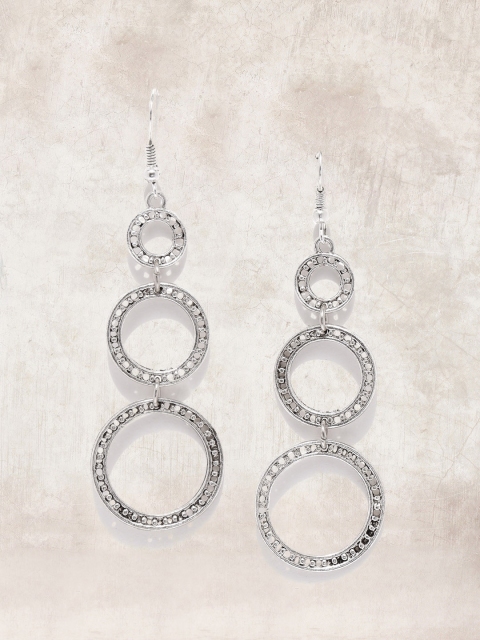 

Anouk Oxidised Silver-Toned Circular Drop Earrings