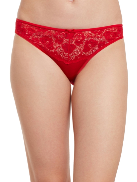 

SECRETT CURVES Women Red Lace Detail Briefs GDHUZF