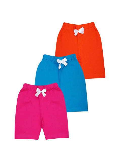 

KYDA KIDS Girls Pack of 3 Solid Cotton Casual Shorts, Pink