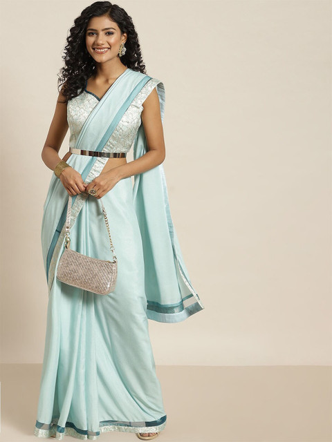 

ODETTE Sea Green Embroidered Saree