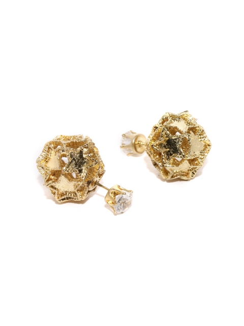 

DressBerry Gold-Toned & White Double Sided Star Shaped Studs