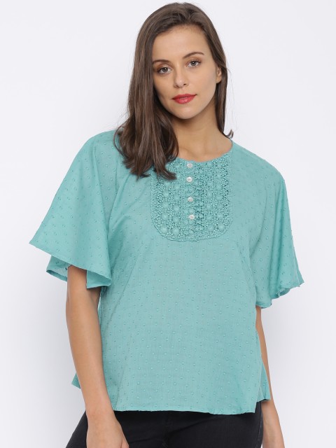 

IndusDiva Infusions Women Blue Self Design Top