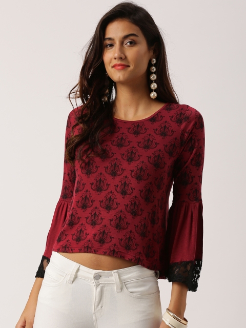 

IndusDiva Infusions Women Maroon & Black Printed Top