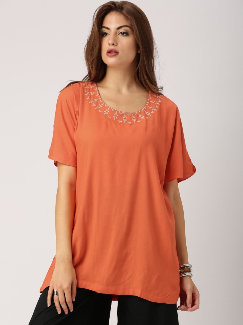 

IndusDiva Infusions Orange Solid Tunic