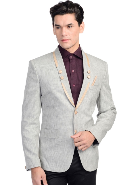 

Wintage Grey Single-Breasted Tailored Fit Formal Blazer