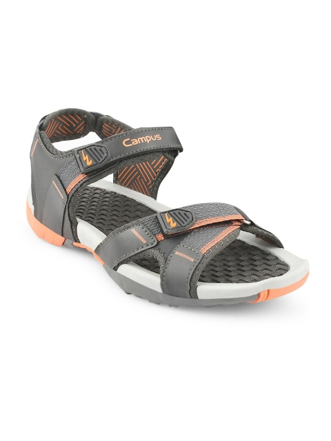 

Campus Men Grey & Orange Solid Velcro Floater Sandals