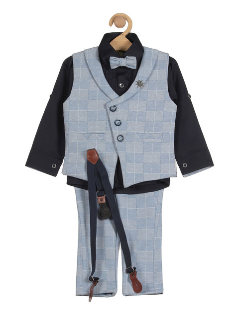 

Lil Lollipop Boys Blue Checked Waistcoat and Trouser Suit Set