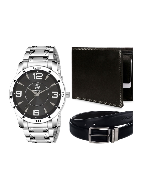 

MARKQUES Men Black & Silver-Toned Solid Accessory Gift Set