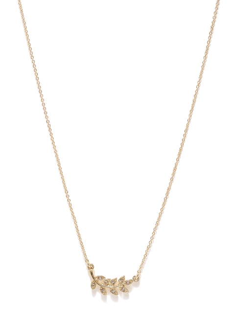 

Accessorize Gold-Toned Leaf-Shaped Pendant with Chain