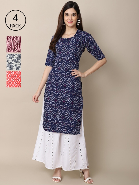 

Ethnic basket Women Multicoloured 4 Geometric Printed Crepe Kurta, Multi