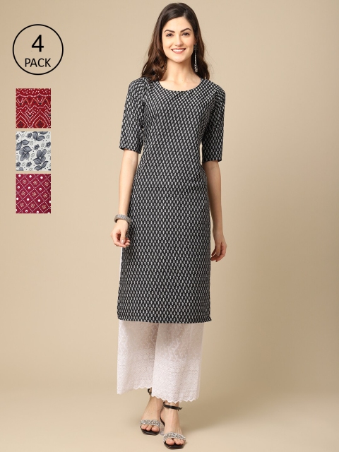 

Ethnic basket Women Pack of 4 Crepe Kurta, Multi