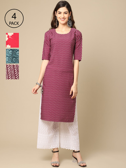 

Ethnic basket Women Multicoloured 4 Geometric Printed Crepe Kurta, Multi