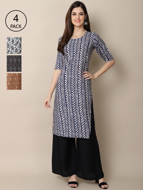 

Ethnic basket Women Grey & Black Ethnic Motifs Printed Block Print Crepe Kurta