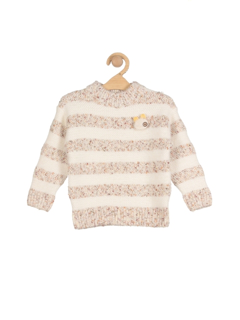 

Lil Lollipop Girls Beige & White Striped Pullover