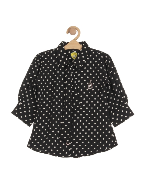 

Lil Lollipop Black Print Mandarin Collar Roll-Up Sleeves Shirt Style Top