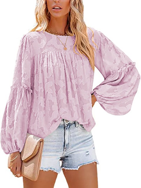 

BoStreet Pink Print Mandarin Collar Top