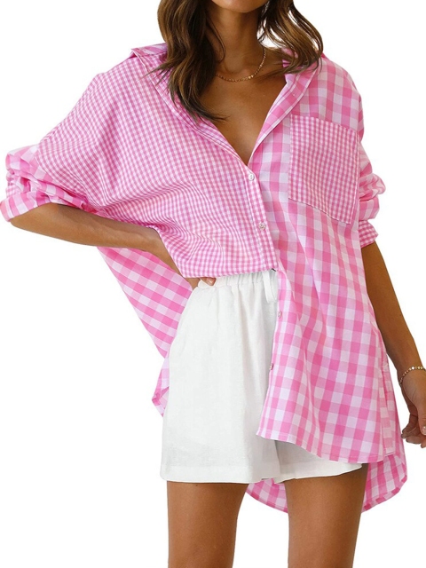 

BoStreet Pink Striped Shirt Style Top