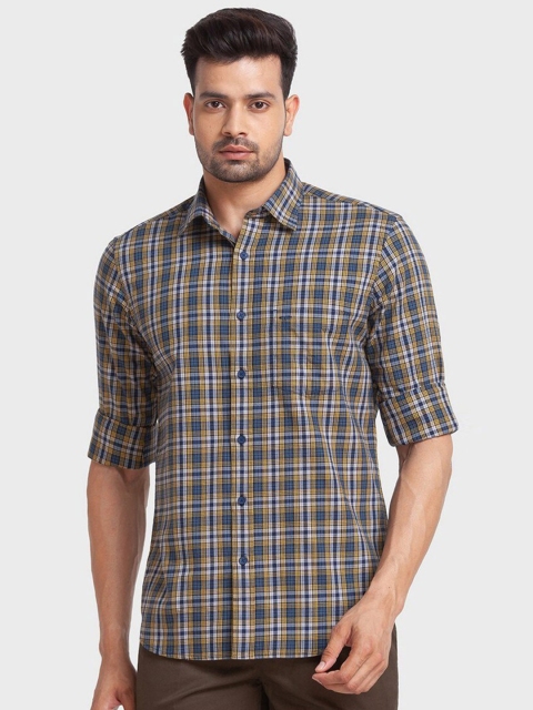 

ColorPlus Men Blue Tailored Fit Tartan Checks Casual Shirt