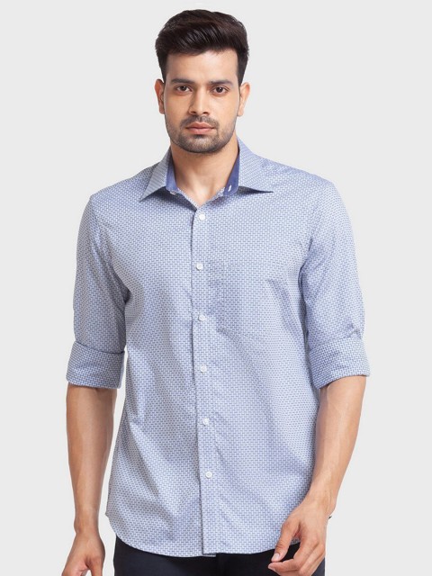 

ColorPlus Men Blue Organic Cotton Tailored Fit Printed Casual Shirt