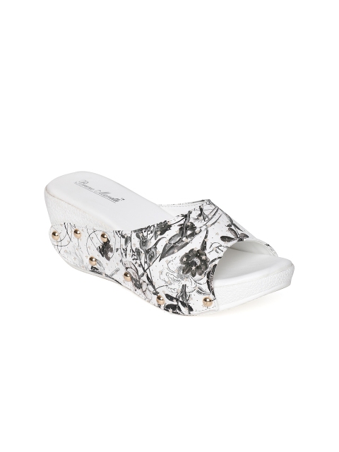 

Bruno Manetti Women White Floral Print Wedges