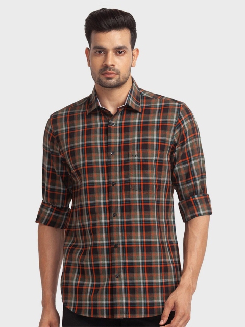 

ColorPlus Men Green Tailored Fit Tartan Checked Organic Cotton Casual Shirt