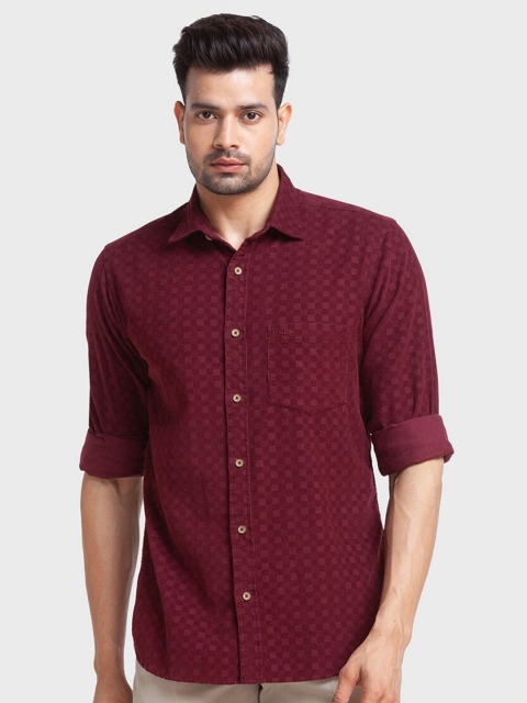 

ColorPlus Men Red Tailored Fit Printed Organic Cotton Casual Shirt