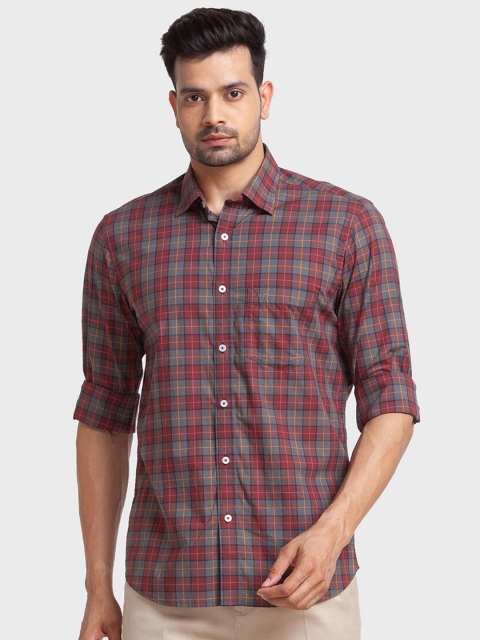 

ColorPlus Men Grey Tailored Fit Tartan Checked Casual Shirt