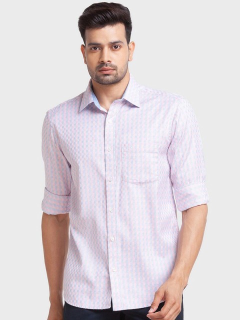 

ColorPlus Men Red Tailored Fit Checked Organic Cotton Casual Shirt