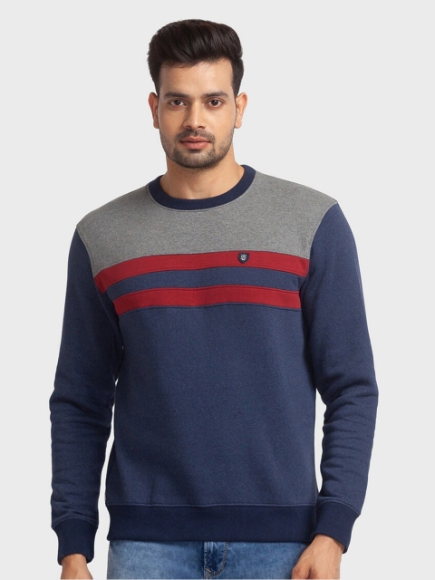 

ColorPlus Men Plus Size Colourblocked Sweatshirt, Blue