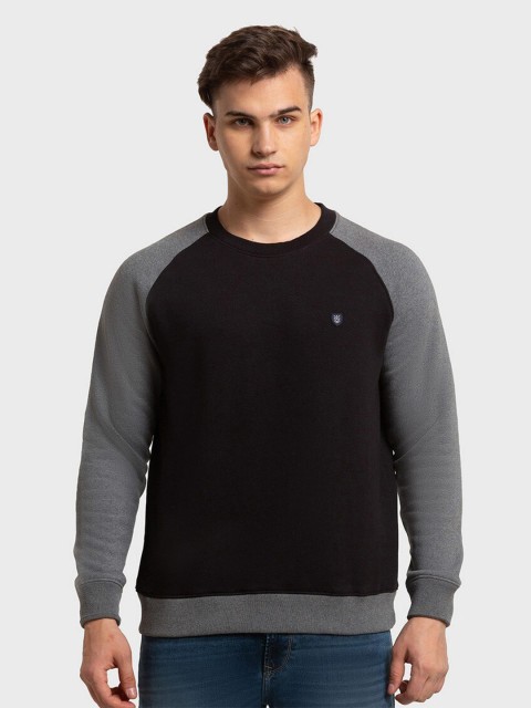 

ColorPlus Men Plus Size Colourblocked Sweatshirt, Black
