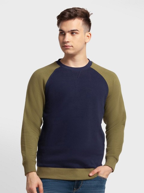 

ColorPlus Men Plus Size Colourblocked Sweatshirt, Blue
