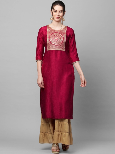 

KALINI Women Maroon Ethnic Motifs Yoke Design Kurta