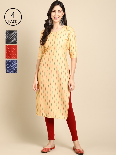 

Ethnic basket Women Multicoloured 4 Geometric Printed Crepe Kurta, Multi