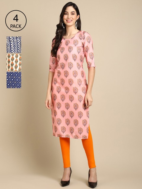 

Ethnic basket Women Pack of 4 Kurta, Pink