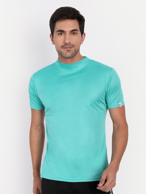 

CLAFOUTIS Men Sea Green Polyester High Neck Slim Fit Stretchable T-shirt