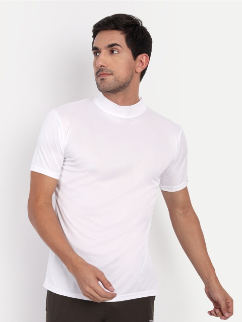 

CLAFOUTIS Men White High Neck Polyester Slim Fit Stretchable Casual T-shirt