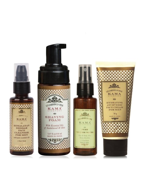 

KAMA AYURVEDA Sustainable Men Set of 3 Shaving Regime Essentials, Brown