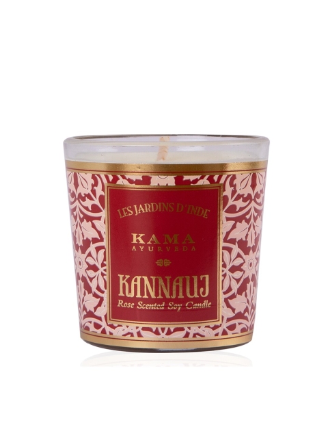 

KAMA AYURVEDA Sustainable Kannauj Rose Scented Handmade Soy Candle 75 g, Red