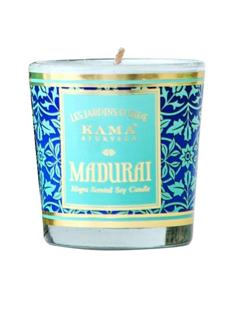 

KAMA AYURVEDA Sustainable Madurai Jasmine Scented Handmade Soy Candle, Blue