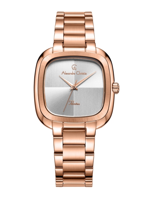 

Alexandre Christie Women Grey Dial & Rose Gold Toned Stainless Steel Bracelet Style Straps Analogue Watch